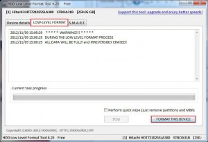 HDD Low Level Format Toolの設定・使い方12